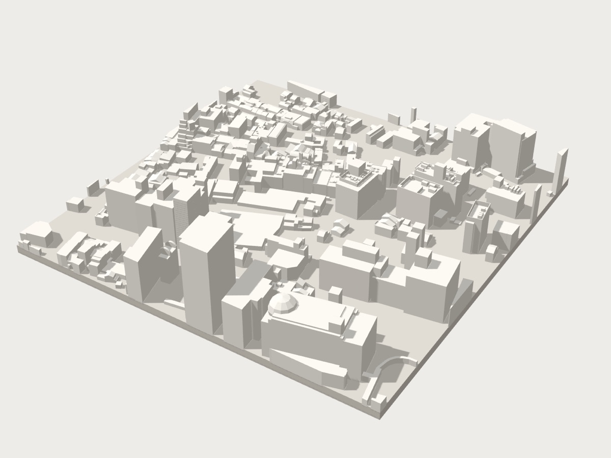 松江駅周辺の立体模型（3Dプレビュー）