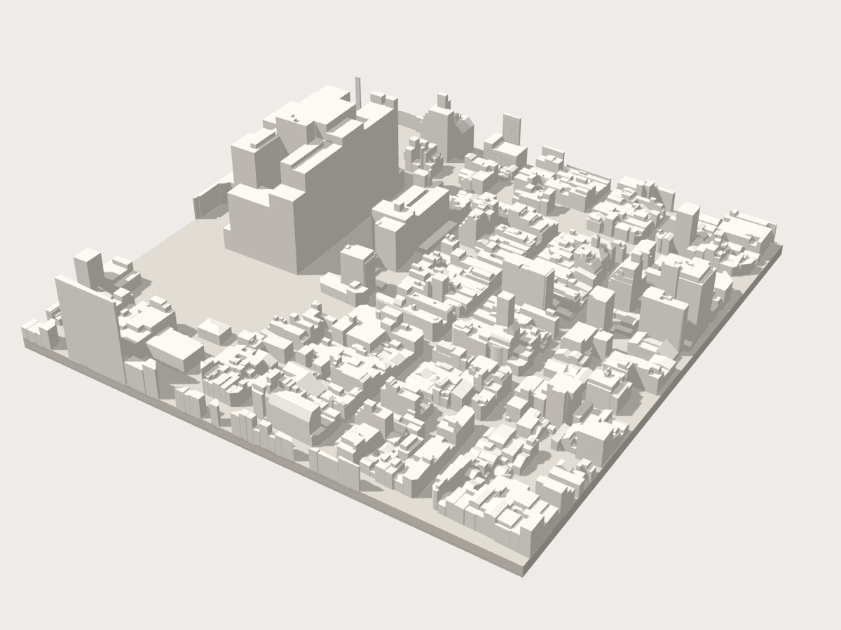 岡山市中心部の立体模型（3Dプレビュー）