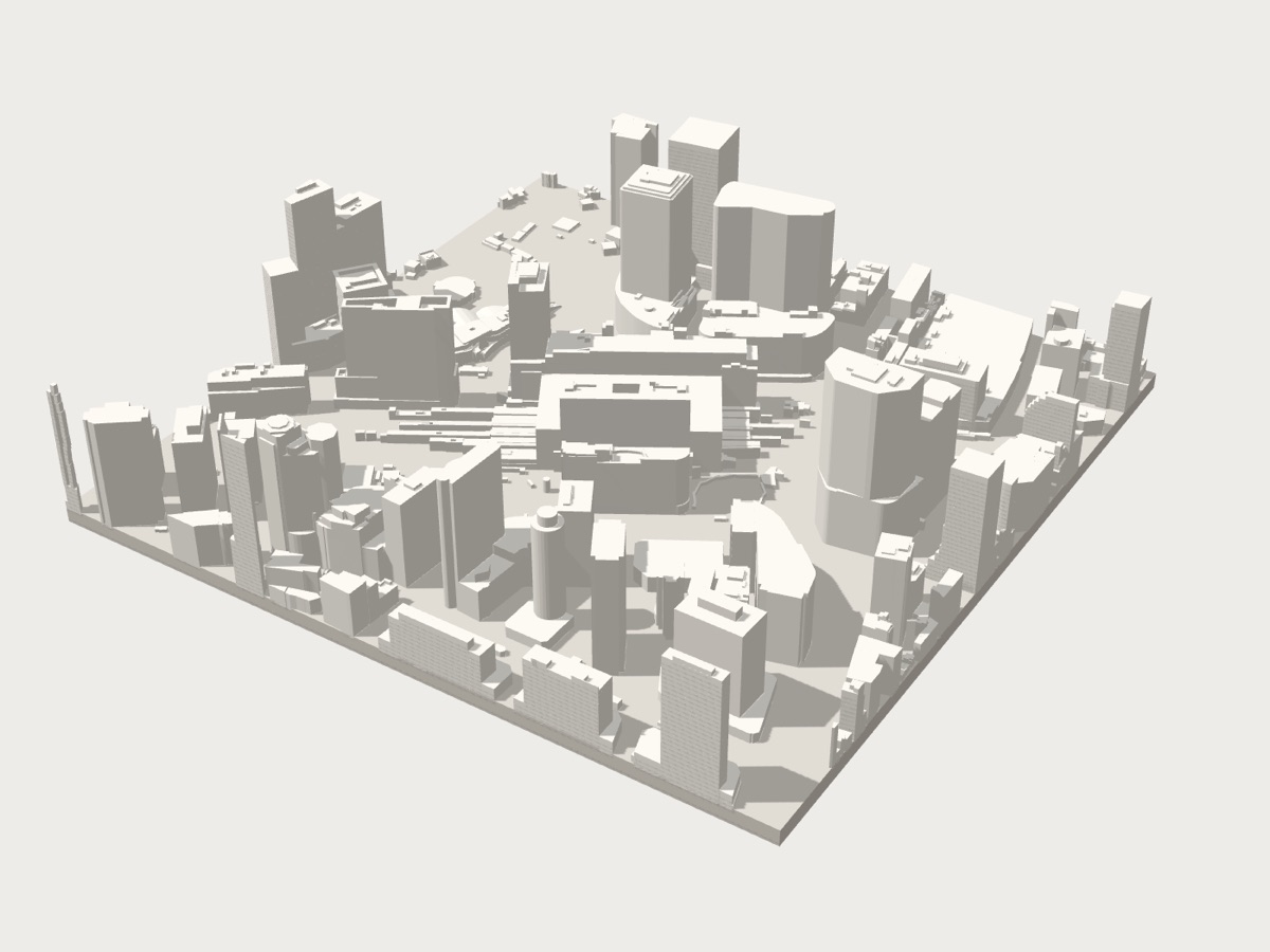 大阪・梅田の立体模型（3Dプレビュー）